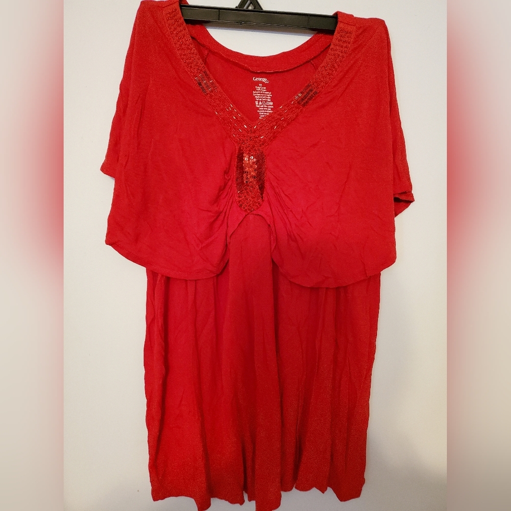 George Red Women's Blouse with Sequin Accent